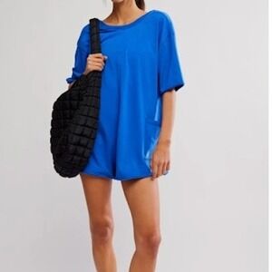 Free People Movement Hot Shot Tee‎ Romper Coddy Electric Shock Blue L